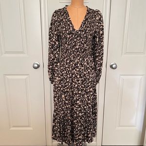 OLD NAVY smocked flower print midi dress size S